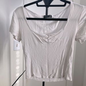 White square neck crop top